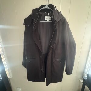 Cole Haan Men's Dark Brown Hooded Raincoat